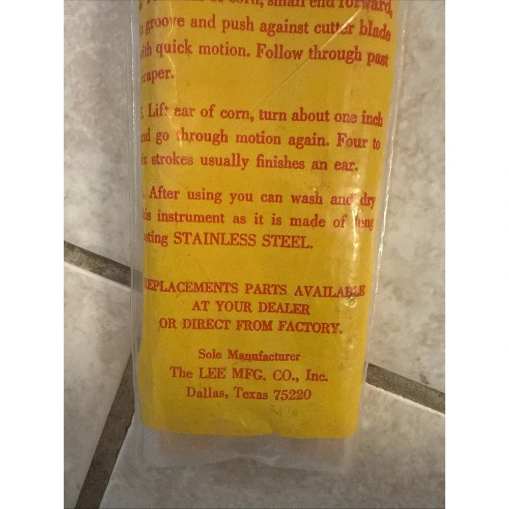 Vintage Lee's Wood & Stainless Corn Cutter and Creamer Original Packaging